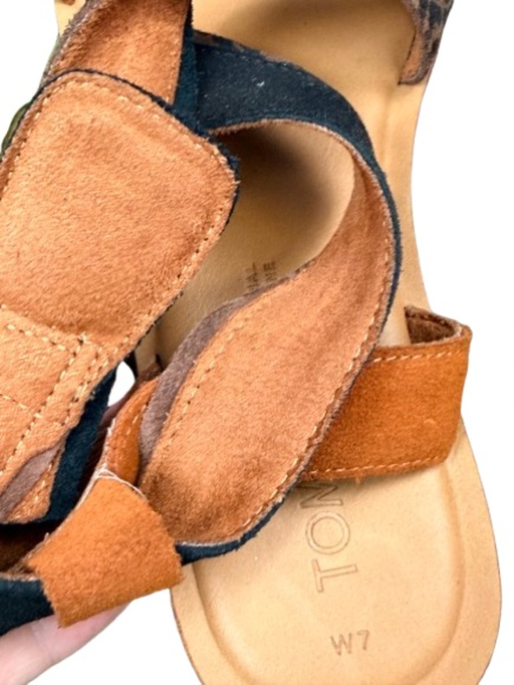TOMS Sidney Sandals W7 Suede Animal Hybrid Print Boho Comfort Mobwife - Picture 5 of 11